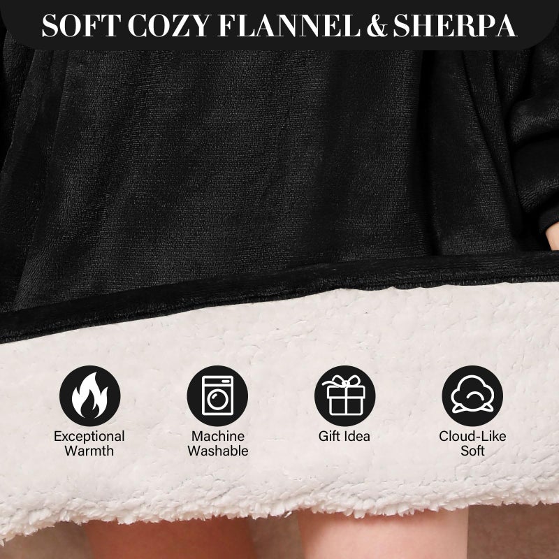 LetsFunny Blanket Hoodie,Oversized Wearable Sherpa Fleece Blanket Sweatshirt,Super Soft Warm Cozy with Giant Pocket,Gifts for Women Men Adults Teenagers Kids, One Size Fits All - Image 5